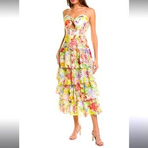 ALICE + OLIVIA WOMENS FINA TIE-FRONT MIDI DRESS